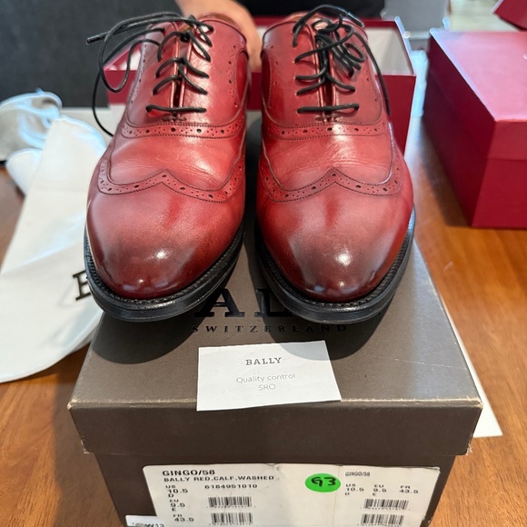 Bally Switzerland Goodyear 10.5 Red Calf Washed Gingo/58 - Picture 2 of 14
